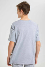 Load image into Gallery viewer, Redtag-Grey-Mel-Print-Keyshape-T-Shirt-Plain-T-Shirts-Senior-Boys-9 to 14 Years
