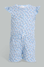 تنزيل الصورة على معرض الصور، Redtag-Blue-Printed-Jumpsuit-Jumpsuits-Infant-Girls-3 to 24 Months
