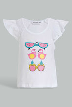 تنزيل الصورة على معرض الصور، Redtag-White-Tropical-Peek-A-Boo-Artwork-T-Shirt-Embellished-Infant-Girls-3 to 24 Months
