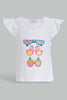 Redtag-White-Tropical-Peek-A-Boo-Artwork-T-Shirt-Embellished-Infant-Girls-3 to 24 Months