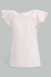 Redtag-Pink-Flamingo-Peek-A-Boo-Artwork-T-Shirt-Embellished-Infant-Girls-3 to 24 Months