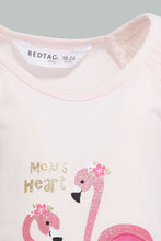 تنزيل الصورة على معرض الصور، Redtag-Pink-Flamingo-Peek-A-Boo-Artwork-T-Shirt-Embellished-Infant-Girls-3 to 24 Months
