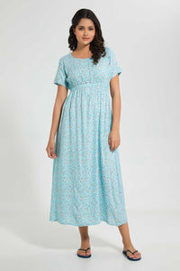 Redtag-Blue-Floral-Printed-Nightgown-Nightgowns-Women's-