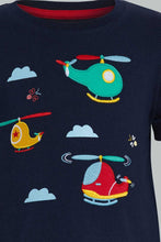 Load image into Gallery viewer, Redtag-Navy-Tshirt-With-Helicopter-Patch-Embellished-Infant-Boys-3 to 24 Months
