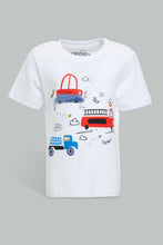 Load image into Gallery viewer, Redtag-White-Tshirt-With-Truck--Patch-Embellished-Infant-Boys-3 to 24 Months

