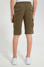 Load image into Gallery viewer, Redtag-Olive-Keyshape-Short-Chino-Shorts-Senior-Boys-9 to 14 Years
