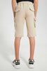 Redtag-Beige-Keyshape-Short-Chino-Shorts-Senior-Boys-9 to 14 Years