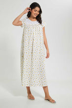 Load image into Gallery viewer, Redtag-Off-White-Floral-Printed-Nightgown-Nightgowns-Women&#39;s-
