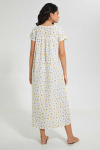 Redtag-Off-White-Floral-Printed-Nightgown-Nightgowns-Women's-