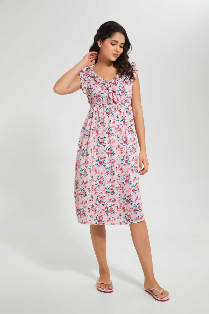 Redtag-Pink-Floral-Printed-Nightgown-Nightgowns-Women's-