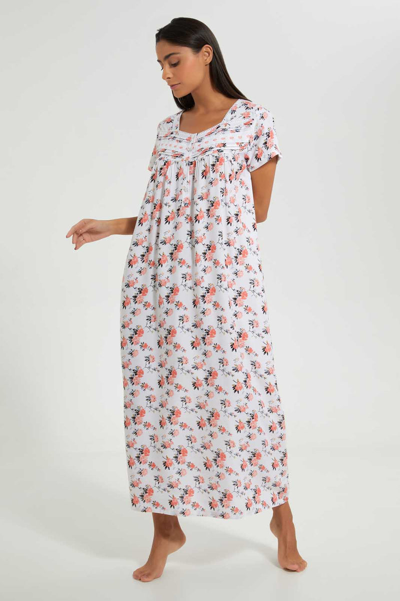 Redtag-Ivory-Floral-Printed-Nightgown-Nightgowns-Women's-