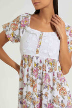Load image into Gallery viewer, Redtag-White-Floral-Printed-Nightgown-Nightgowns-Women&#39;s-
