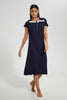 Redtag-Navy-Plain-Nightgown-With-Lace-Nightgowns-Women's-