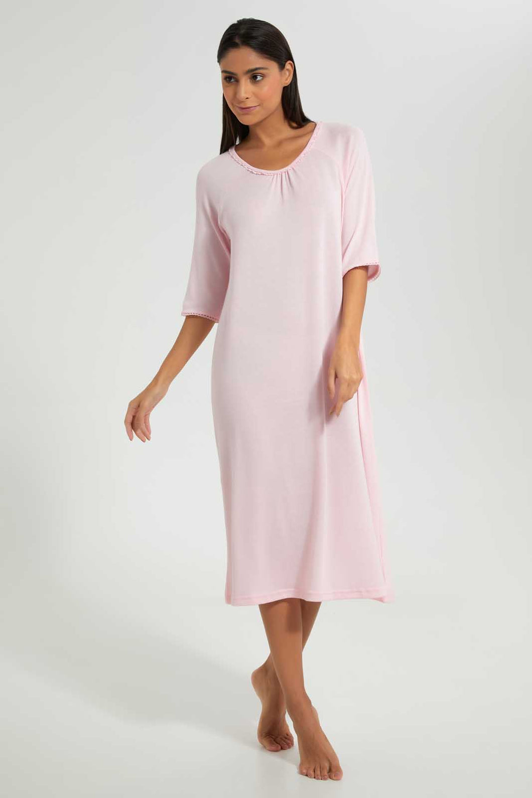 Redtag-Pink-Plain-Nightgown-Nightgowns-Women's-