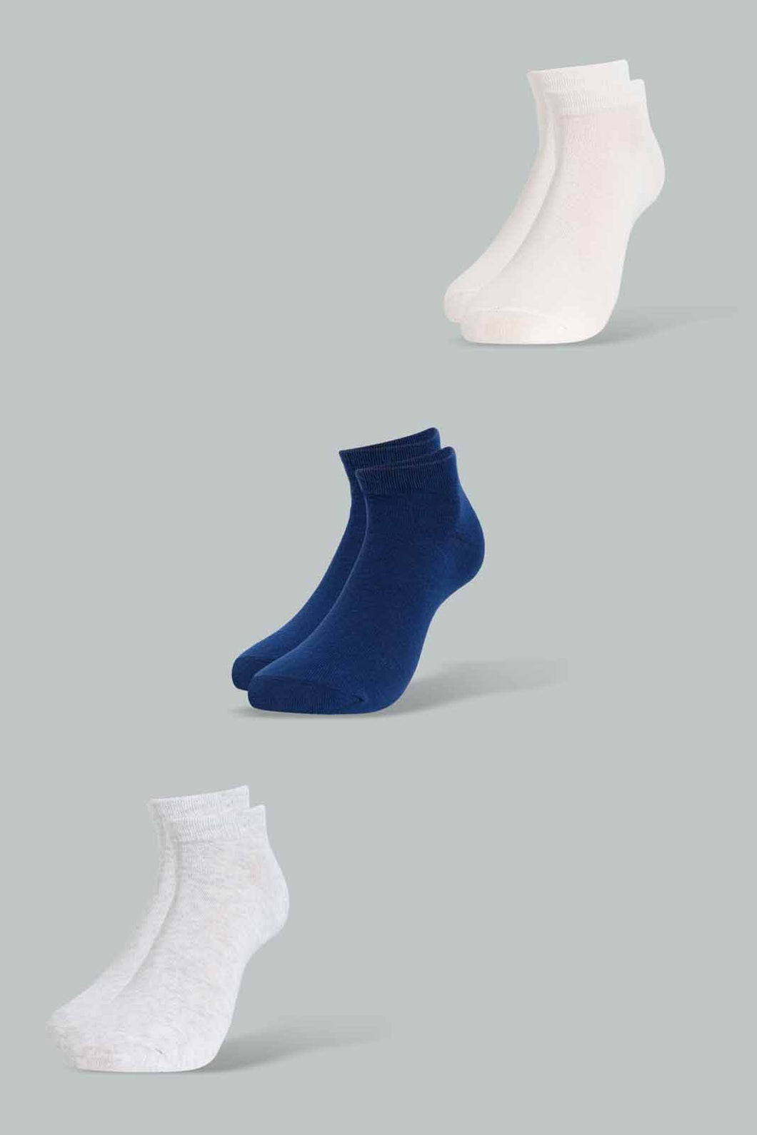 Redtag-Navy/Pale-Pink/Grey-Plain-Ankle-Socks-(3-Pack)-Category:Tops,-Colour:Ivory,-Filter:Women's-Clothing,-New-In,-New-In-Women,-Non-Sale,-S22D,-Section:Women,-Women-Tops-Women's-