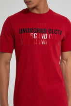 تنزيل الصورة على معرض الصور، Redtag-Red-T-Shirt-With-Chest-Print-Graphic-Prints-Men&#39;s-
