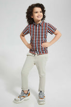 Load image into Gallery viewer, Redtag-Orange-Check-Shirt-With-Print-Casual-Shirts-Boys-2 to 8 Years
