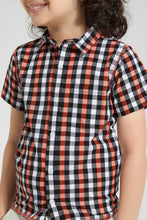 Load image into Gallery viewer, Redtag-Orange-Check-Shirt-With-Print-Casual-Shirts-Boys-2 to 8 Years
