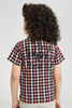 Redtag-Orange-Check-Shirt-With-Print-Casual-Shirts-Boys-2 to 8 Years