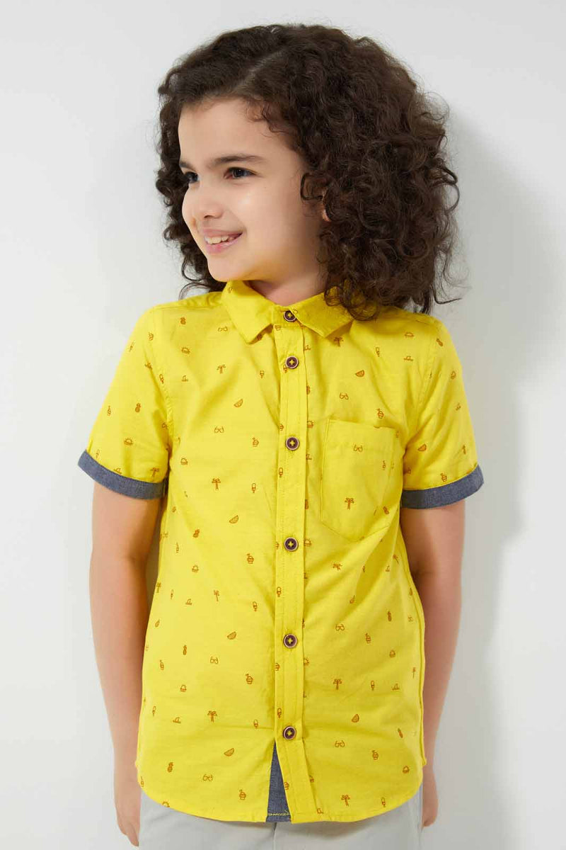 Yellow Palm Tree Print Shirt