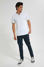 تنزيل الصورة على معرض الصور، Redtag-White-Henley-T-Shirt-Plain-Men&#39;s-
