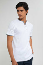 تنزيل الصورة على معرض الصور، Redtag-White-Henley-T-Shirt-Plain-Men&#39;s-
