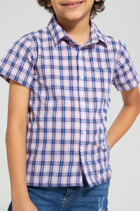 Redtag-Pink-Check-Shirt-Casual-Shirts-Boys-2 to 8 Years