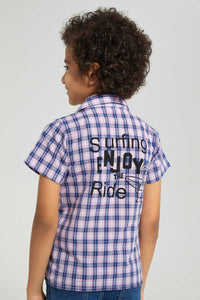 Redtag-Pink-Check-Shirt-Casual-Shirts-Boys-2 to 8 Years