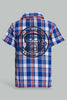 Redtag-Royal-Blue-Check-Shirt-Casual-Shirts-Boys-2 to 8 Years