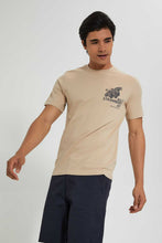 Load image into Gallery viewer, Redtag-Beige-Graphic-Print-T-Shirt-@-Back-Graphic-Prints-Men&#39;s-
