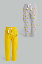 Load image into Gallery viewer, Redtag-Grey-And-Mustard-Tiger-Print-Track-(2-Pack)-Joggers-Infant-Boys-3 to 24 Months
