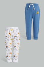 Load image into Gallery viewer, Redtag-Blue-And-White-Game-Print-Track-(2-Pack)-Joggers-Infant-Boys-3 to 24 Months
