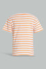 Redtag-Orange-Yd-Henley-T-Shirt-Striped-Infant-Boys-3 to 24 Months