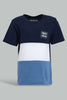 Redtag-Navy-Blue-Cut-And-Sew-Tshirt-All-Over-Prints-Infant-Boys-3 to 24 Months