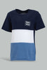 Redtag-Navy-Blue-Cut-And-Sew-Tshirt-All-Over-Prints-Infant-Boys-3 to 24 Months
