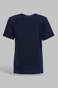 Redtag-Navy-Blue-Cut-And-Sew-Tshirt-All-Over-Prints-Infant-Boys-3 to 24 Months