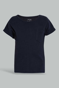 Redtag-Navy-And-Grey-Neon--Solid-T-Shirt-(2Pack)-Plain-Infant-Boys-3 to 24 Months