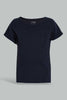 Redtag-Navy-And-Grey-Neon--Solid-T-Shirt-(2Pack)-Plain-Infant-Boys-3 to 24 Months
