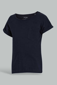 Redtag-Navy-And-Grey-Neon--Solid-T-Shirt-(2Pack)-Plain-Infant-Boys-3 to 24 Months