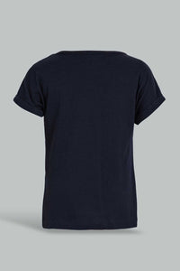 Redtag-Navy-And-Grey-Neon--Solid-T-Shirt-(2Pack)-Plain-Infant-Boys-3 to 24 Months
