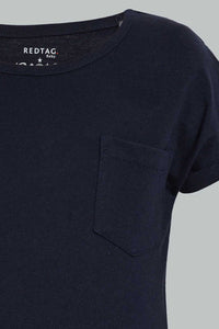 Redtag-Navy-And-Grey-Neon--Solid-T-Shirt-(2Pack)-Plain-Infant-Boys-3 to 24 Months