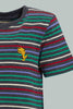 Redtag-Red-Yd-Striped-Tshirt-Striped-T-Shirts-Infant-Boys-3 to 24 Months