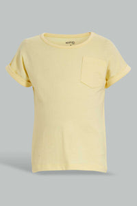 Redtag-Yellow-And-Neon-Orange-T-Shirt(2-Pack)-Plain-Infant-Boys-3 to 24 Months