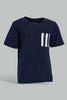 Redtag-Black-Slub-Tshirt-With-Contrast-Patch-Pocket-Plain-Infant-Boys-3 to 24 Months