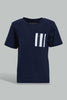 Redtag-Black-Slub-Tshirt-With-Contrast-Patch-Pocket-Plain-Infant-Boys-3 to 24 Months