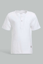 Load image into Gallery viewer, Redtag-White-Slub-Henley-Tshirt-Plain-Infant-Boys-3 to 24 Months
