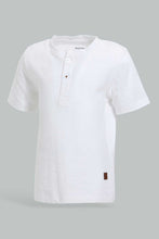 Load image into Gallery viewer, Redtag-White-Slub-Henley-Tshirt-Plain-Infant-Boys-3 to 24 Months
