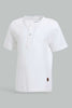 Redtag-White-Slub-Henley-Tshirt-Plain-Infant-Boys-3 to 24 Months