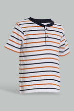 Load image into Gallery viewer, Redtag-Navy-And-Red-Striped-Henley-T-Shirt-(2-Pack)-Striped-Infant-Boys-3 to 24 Months
