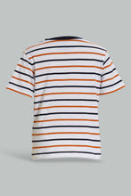 Load image into Gallery viewer, Redtag-Navy-And-Red-Striped-Henley-T-Shirt-(2-Pack)-Striped-Infant-Boys-3 to 24 Months
